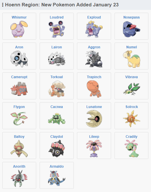 Mais 23 pokémon da Região de Hoenn (Geração 3) chegaram ao Pokémon GO! -  Pokémon Go Truques e Dicas